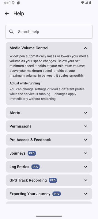 In-app Help screen
