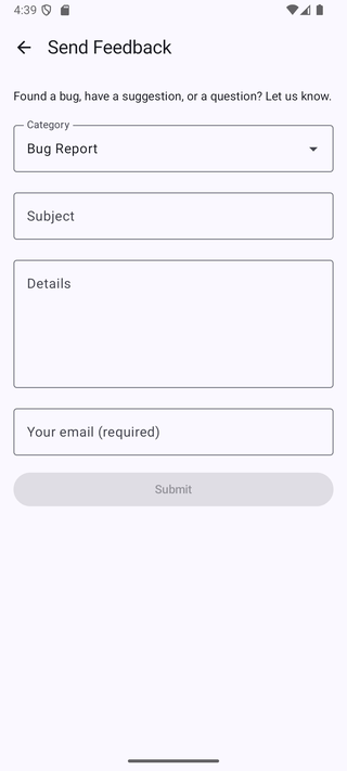 Send Feedback form