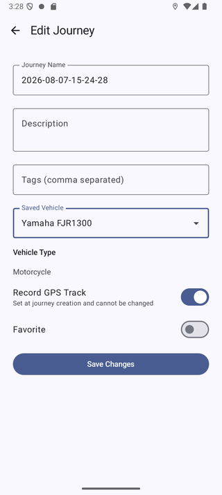 Edit Journey screen