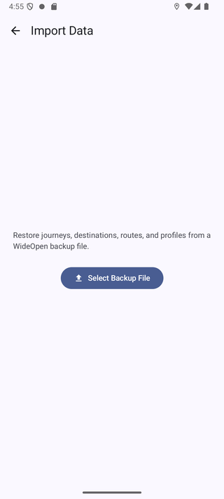 Import Data screen